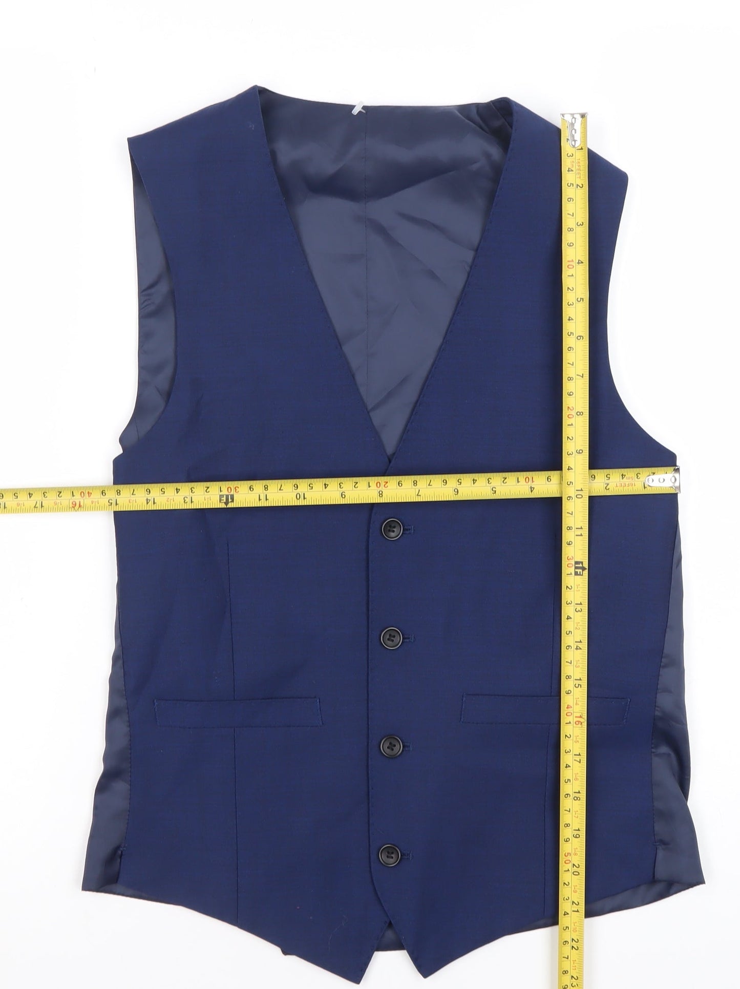 Moss 1851 Men’s Blue 36R Regular Fit Wool Blend Waistcoat