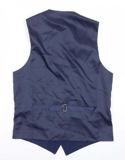 Moss 1851 Men’s Blue 36R Regular Fit Wool Blend Waistcoat