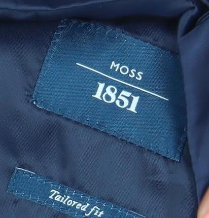Moss 1851 Men’s Blue 36R Regular Fit Wool Blend Waistcoat