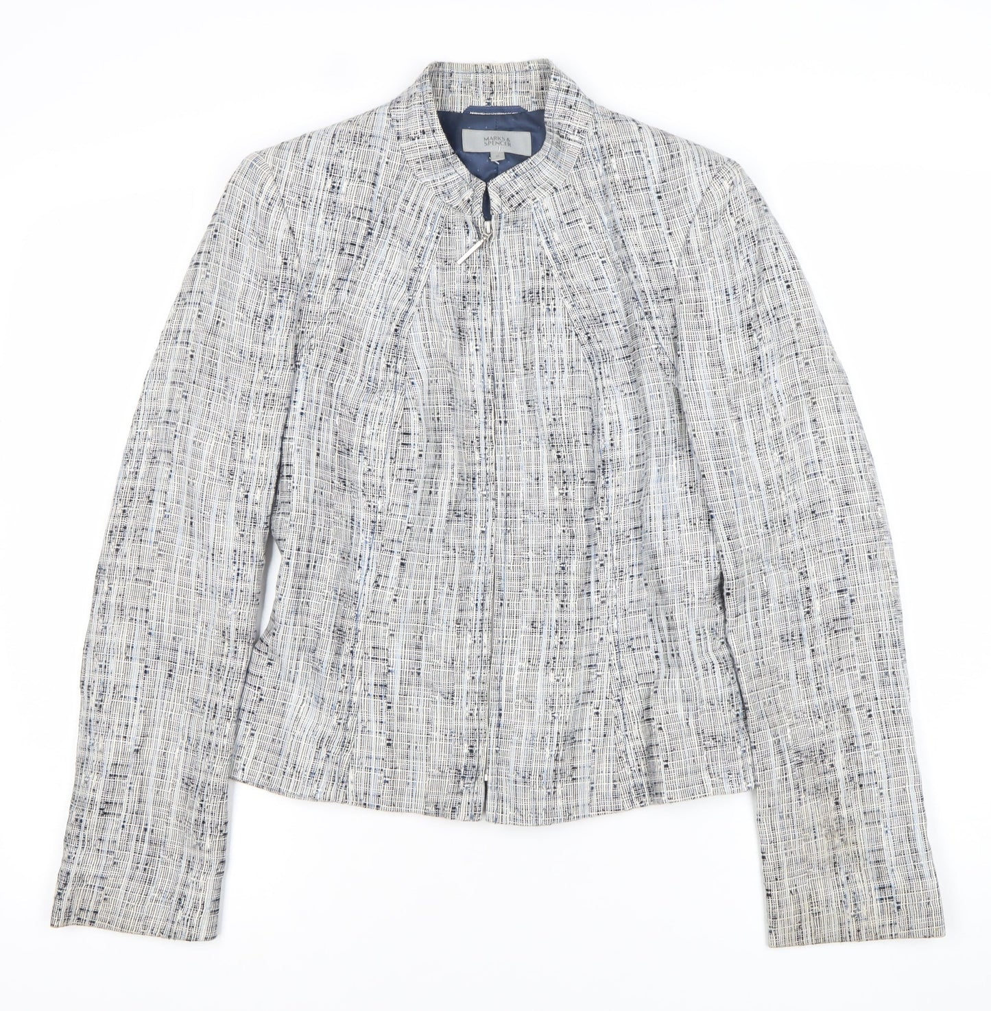 Marks and Spencer Women Grey Bouclé Blazer Jacket Size 10