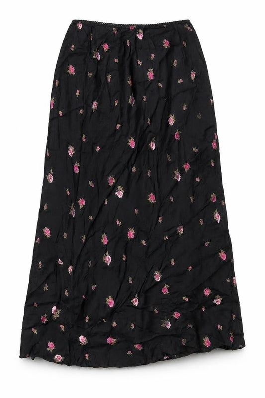 Laura Ashley Womens Black Floral A-Line Long Skirt Size 4