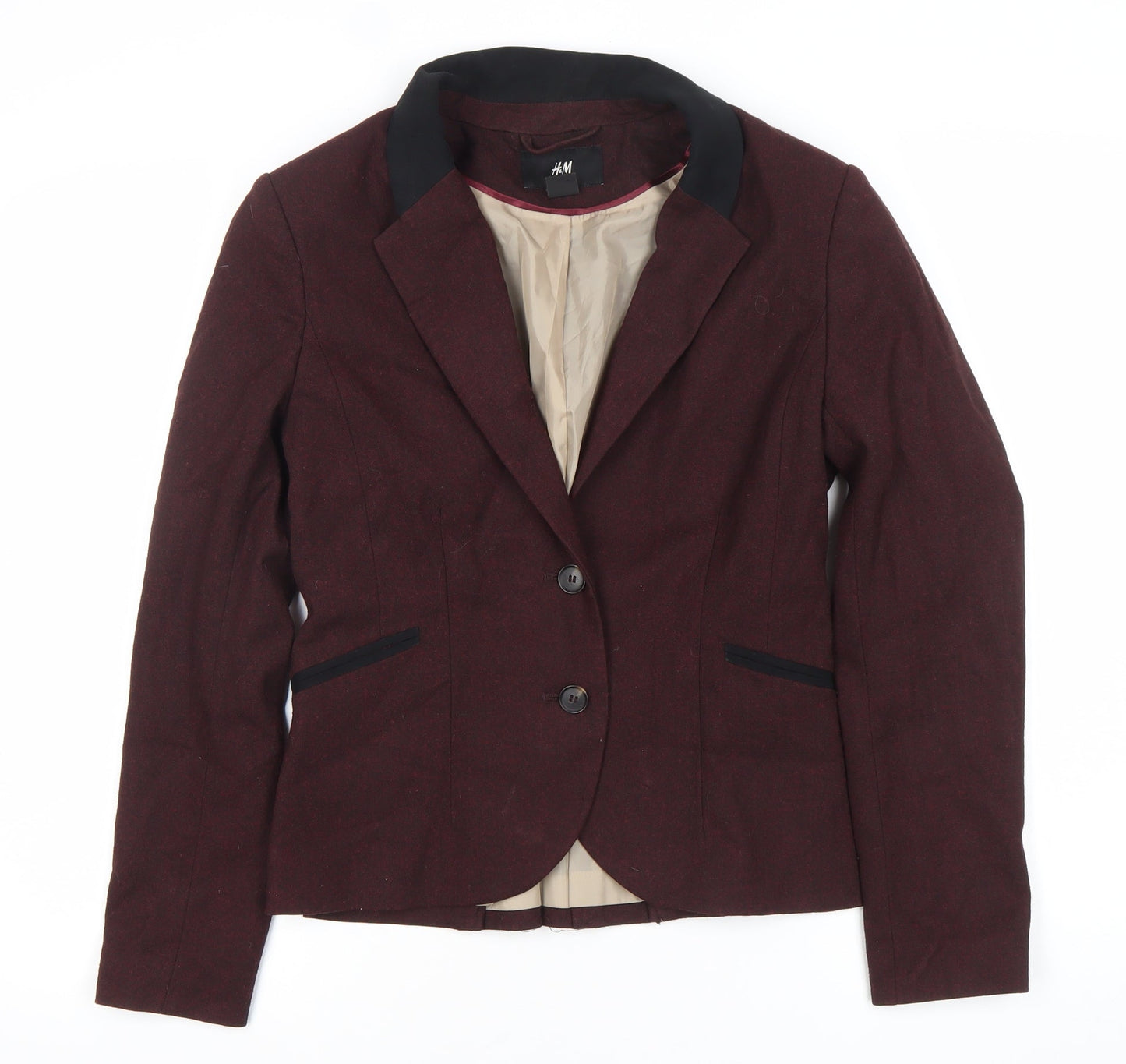 H&M Womens Red Slim Fit Blazer Jacket Size 10 Workwear Business