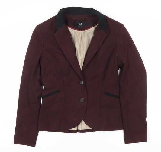 H&M Womens Red Slim Fit Blazer Jacket Size 10 Workwear Business