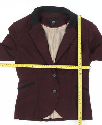 H&M Womens Red Slim Fit Blazer Jacket Size 10 Workwear Business