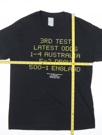 Men’s Black Sports Graphic T-Shirt Cotton Regular Fit M