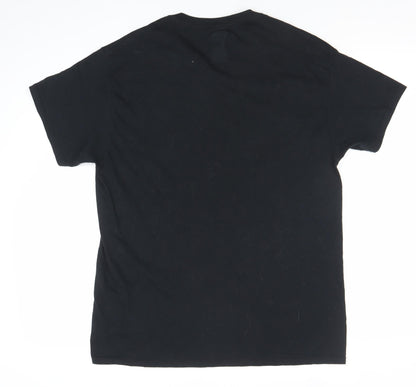 Men’s Black Sports Graphic T-Shirt Cotton Regular Fit M