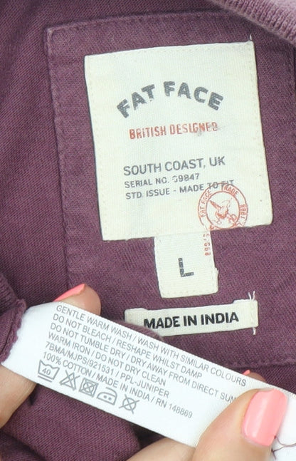 Fat Face Men's Purple Striped Polo Shirt L Regular Fit Cotton