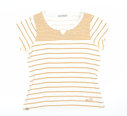 Peter Storm Women White Striped Cotton T-Shirt Size 14