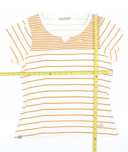 Peter Storm Women White Striped Cotton T-Shirt Size 14