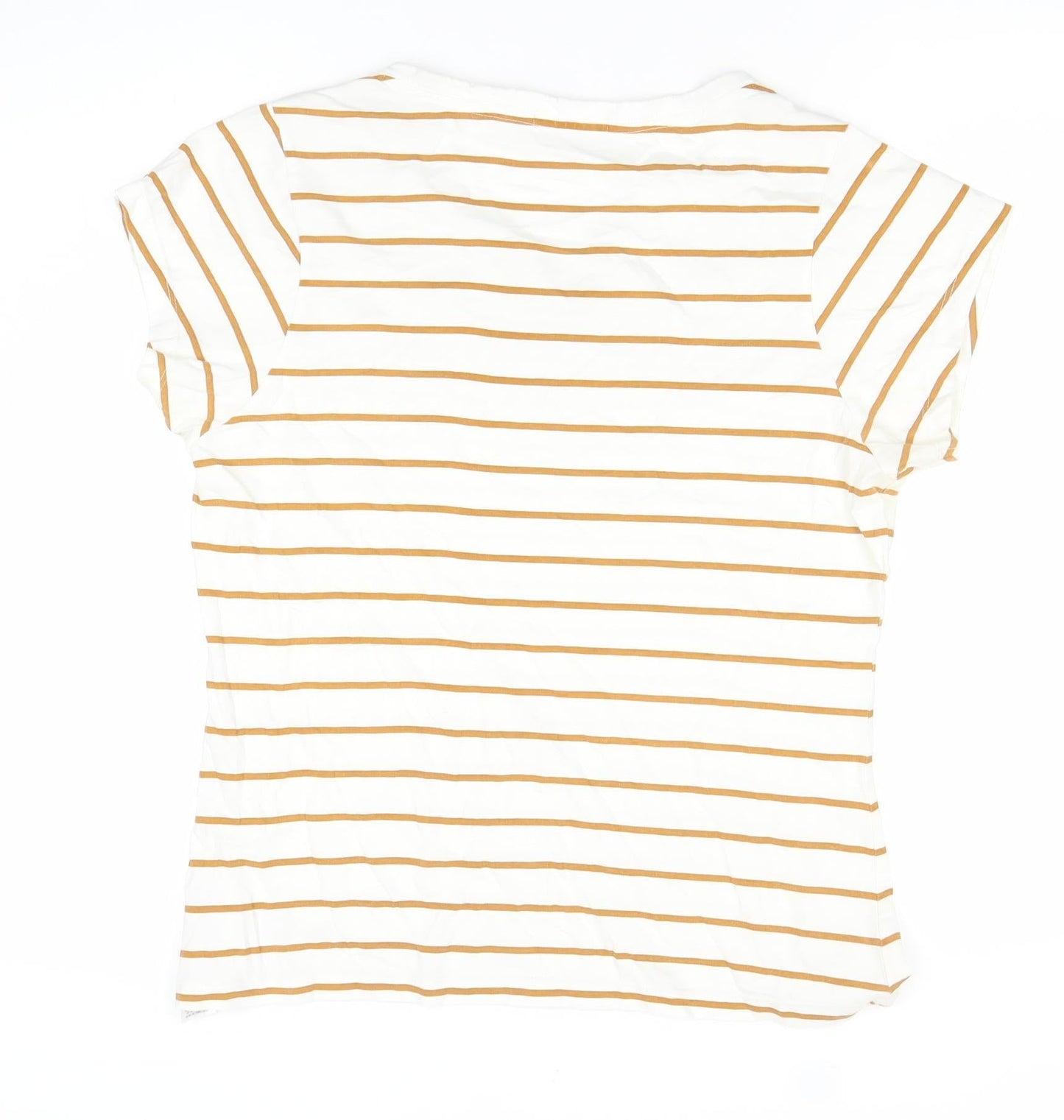 Peter Storm Women White Striped Cotton T-Shirt Size 14