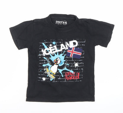 Drifa Boys Black Puffin Graphic T-Shirt 4-6 Years Short Sleeve Cotton