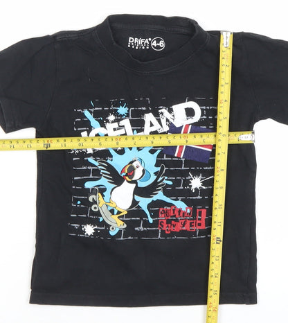 Drifa Boys Black Puffin Graphic T-Shirt 4-6 Years Short Sleeve Cotton