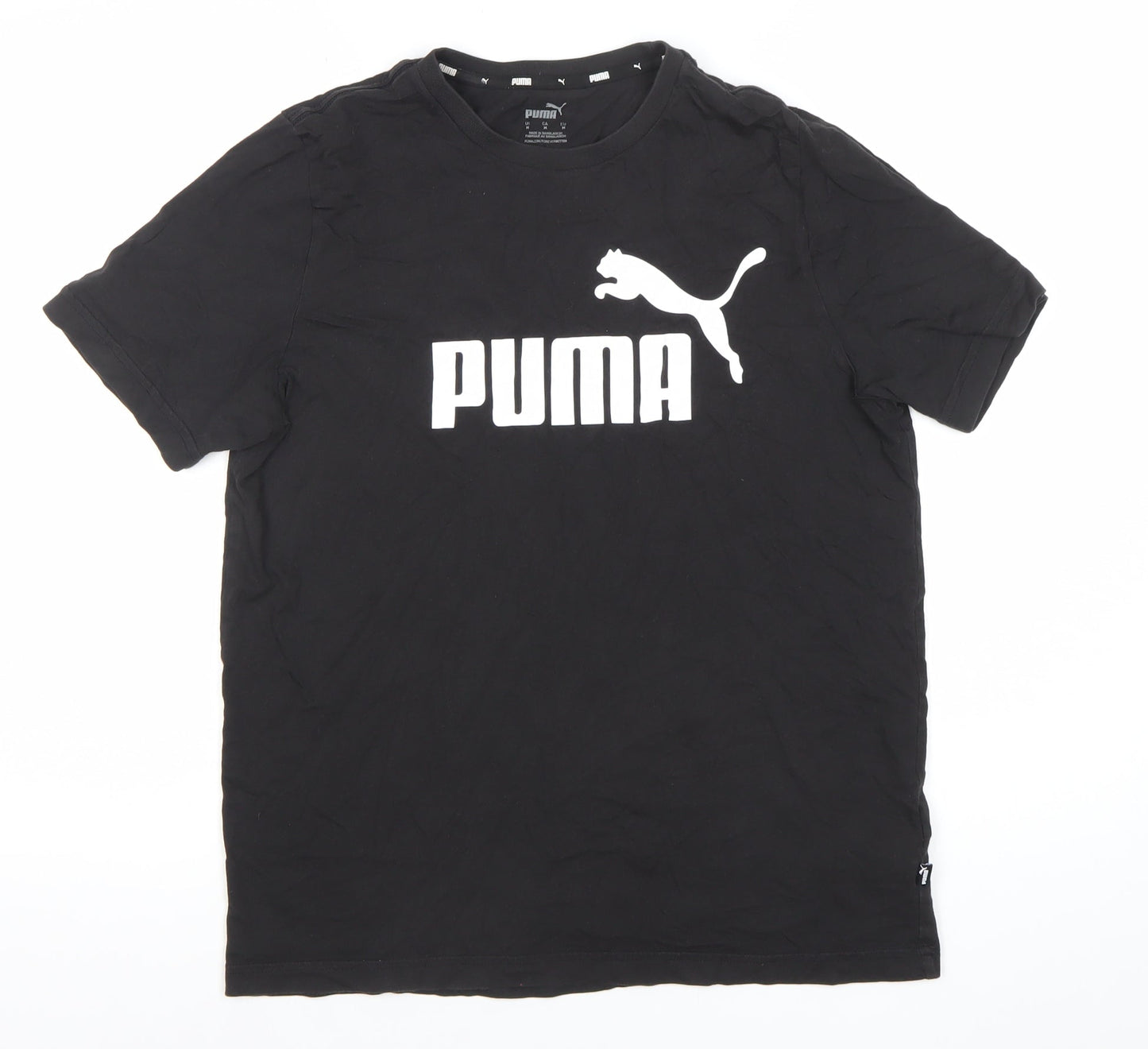 Puma Men's Black Medium Crew Neck Short Sleeve Logo T-Shirt
