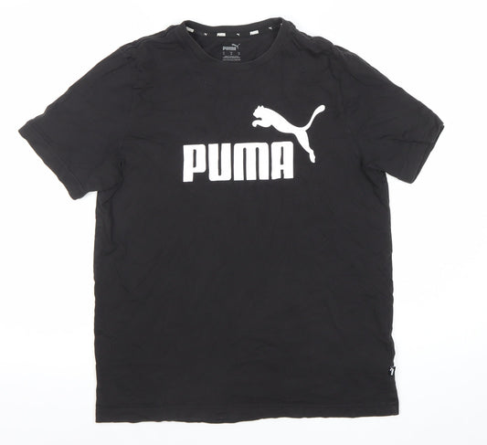 Puma Men's Black Medium Crew Neck Short Sleeve Logo T-Shirt