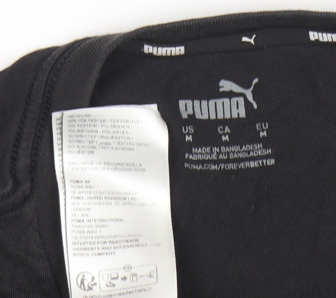 Puma Men's Black Medium Crew Neck Short Sleeve Logo T-Shirt