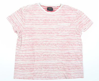 BHS Men’s Red Aztec Geometric XL Crew Neck T-Shirt Cotton Blend