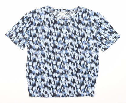 Marks and Spencer Women’s Blue Size 6 Geometric T-Shirt