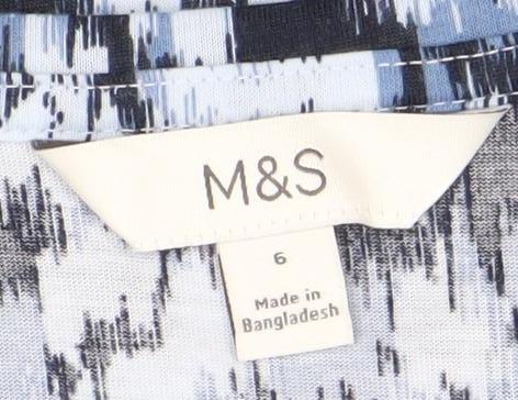 Marks and Spencer Women’s Blue Size 6 Geometric T-Shirt