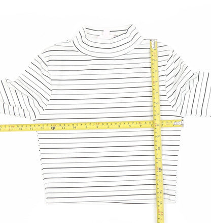 Marks and Spencer Petites Women’s White Striped Roll Neck Cropped Top Size 6
