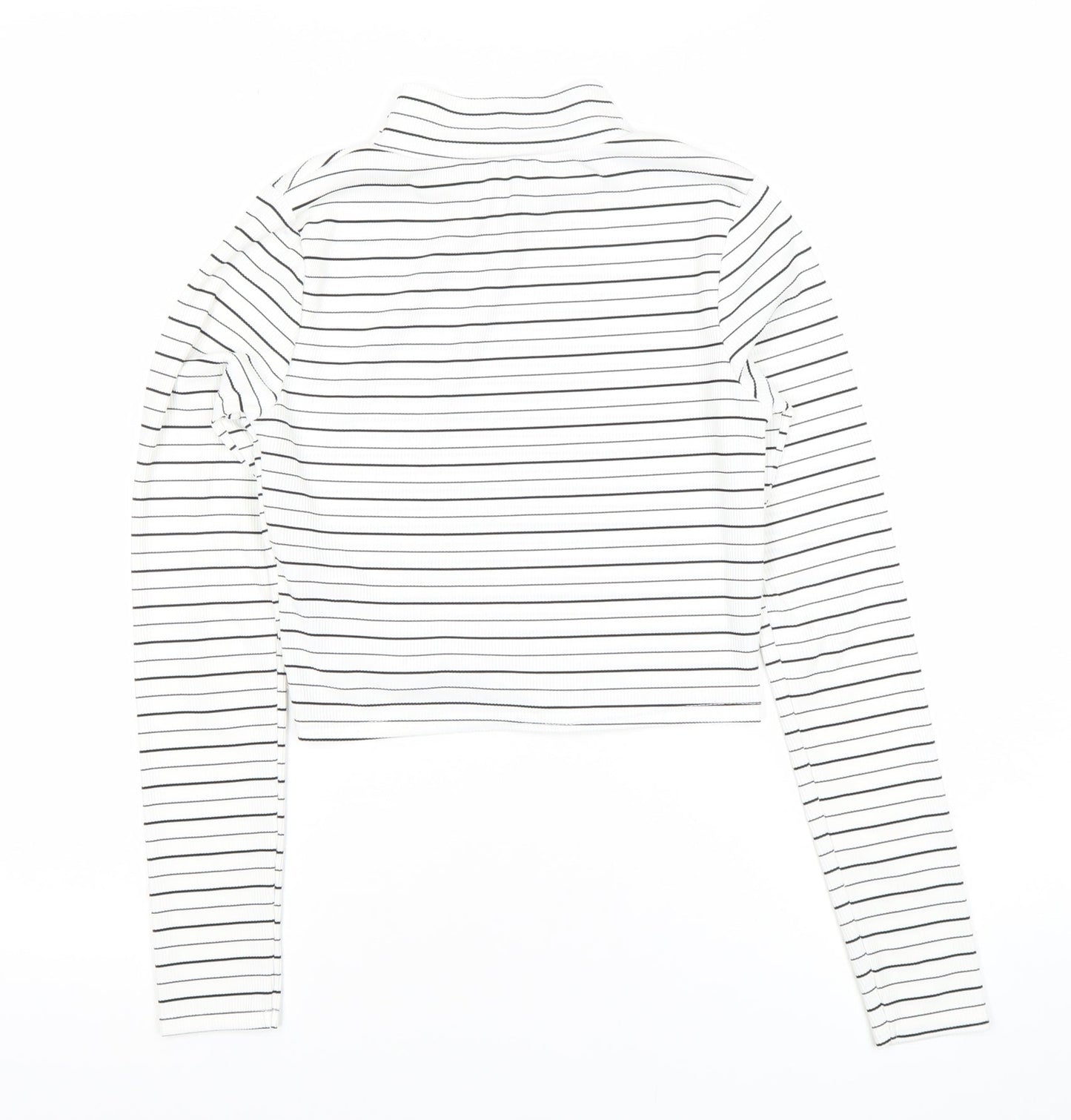 Marks and Spencer Petites Women’s White Striped Roll Neck Cropped Top Size 6
