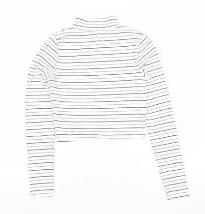 Marks and Spencer Petites Women’s White Striped Roll Neck Cropped Top Size 6