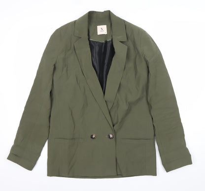 Tu Women Green Size 8 Double-Breasted Blazer Jacket