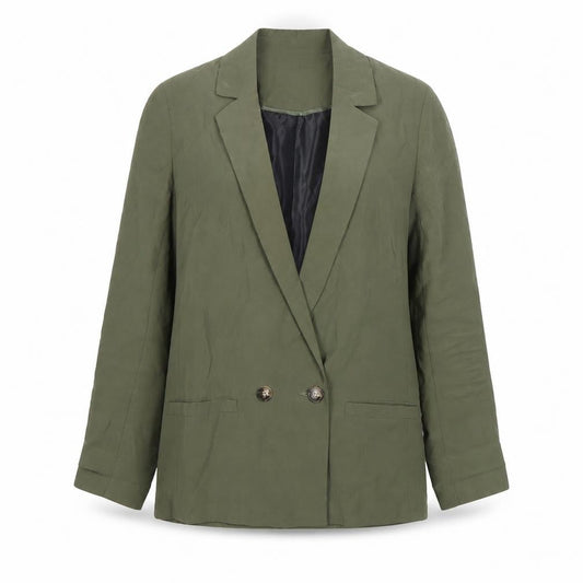 Tu Women Green Size 8 Double-Breasted Blazer Jacket