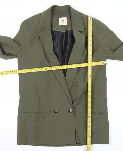 Tu Women Green Size 8 Double-Breasted Blazer Jacket