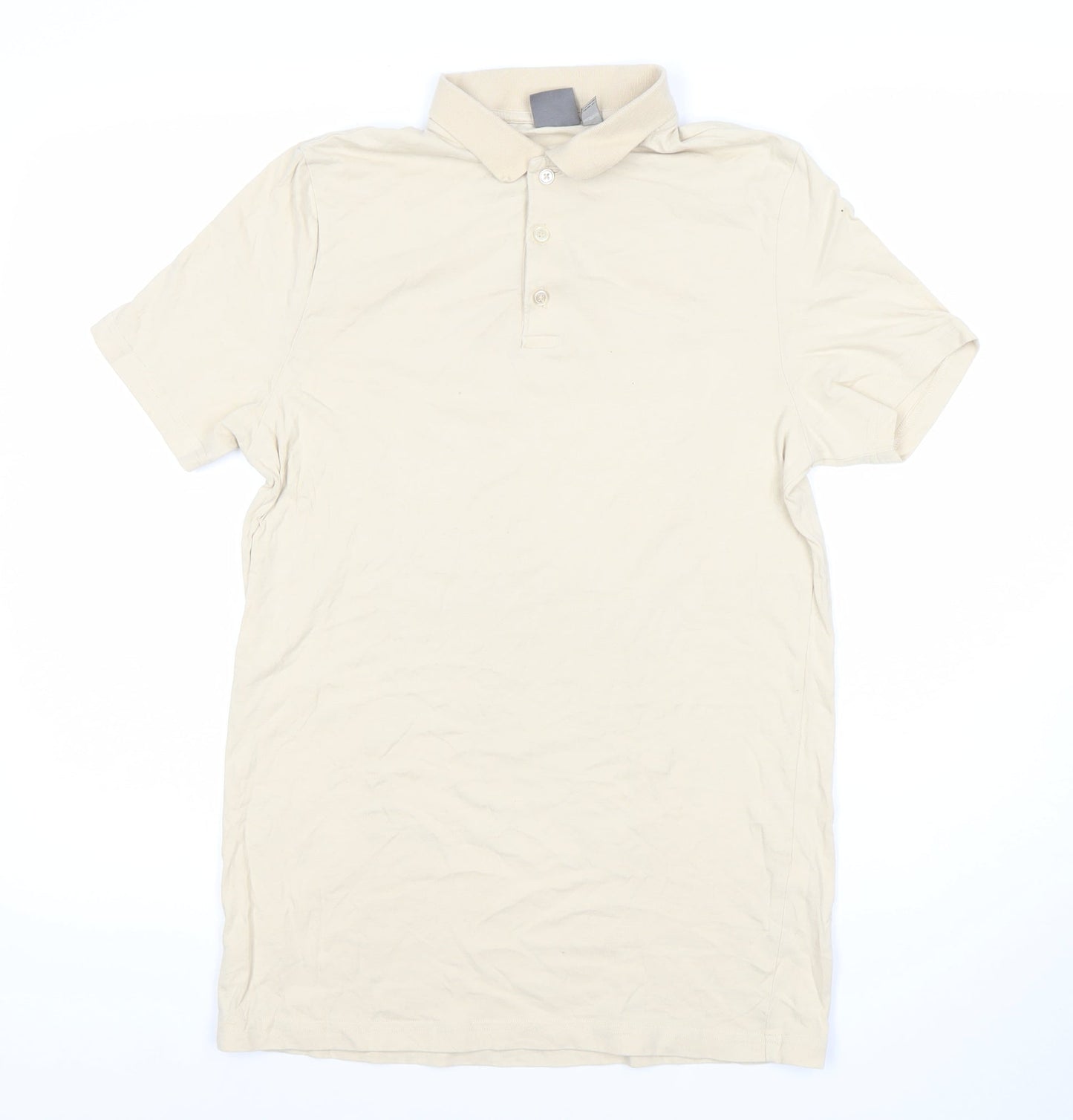 ASOS Men’s Beige Slim Fit Polo Shirt M Short Sleeve Cotton
