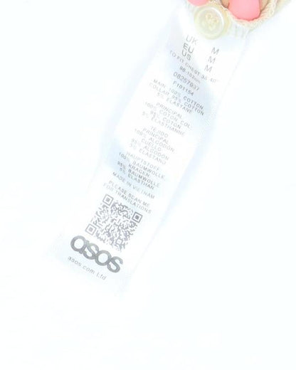 ASOS Men’s Beige Slim Fit Polo Shirt M Short Sleeve Cotton