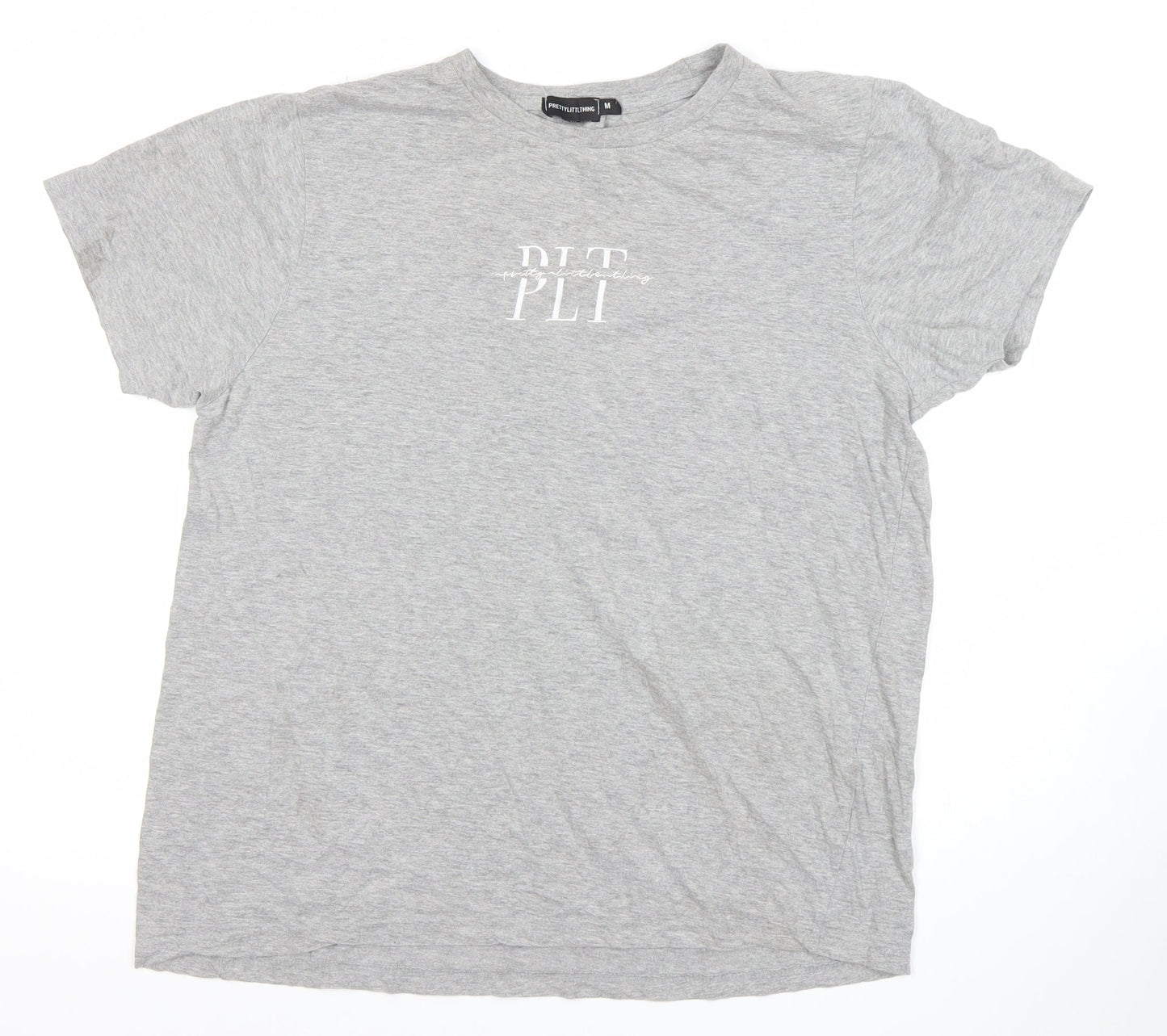 PrettyLittleThing Womens Grey T-Shirt M Short Sleeve Crew Neck Basic