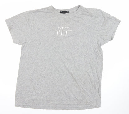 PrettyLittleThing Womens Grey T-Shirt M Short Sleeve Crew Neck Basic
