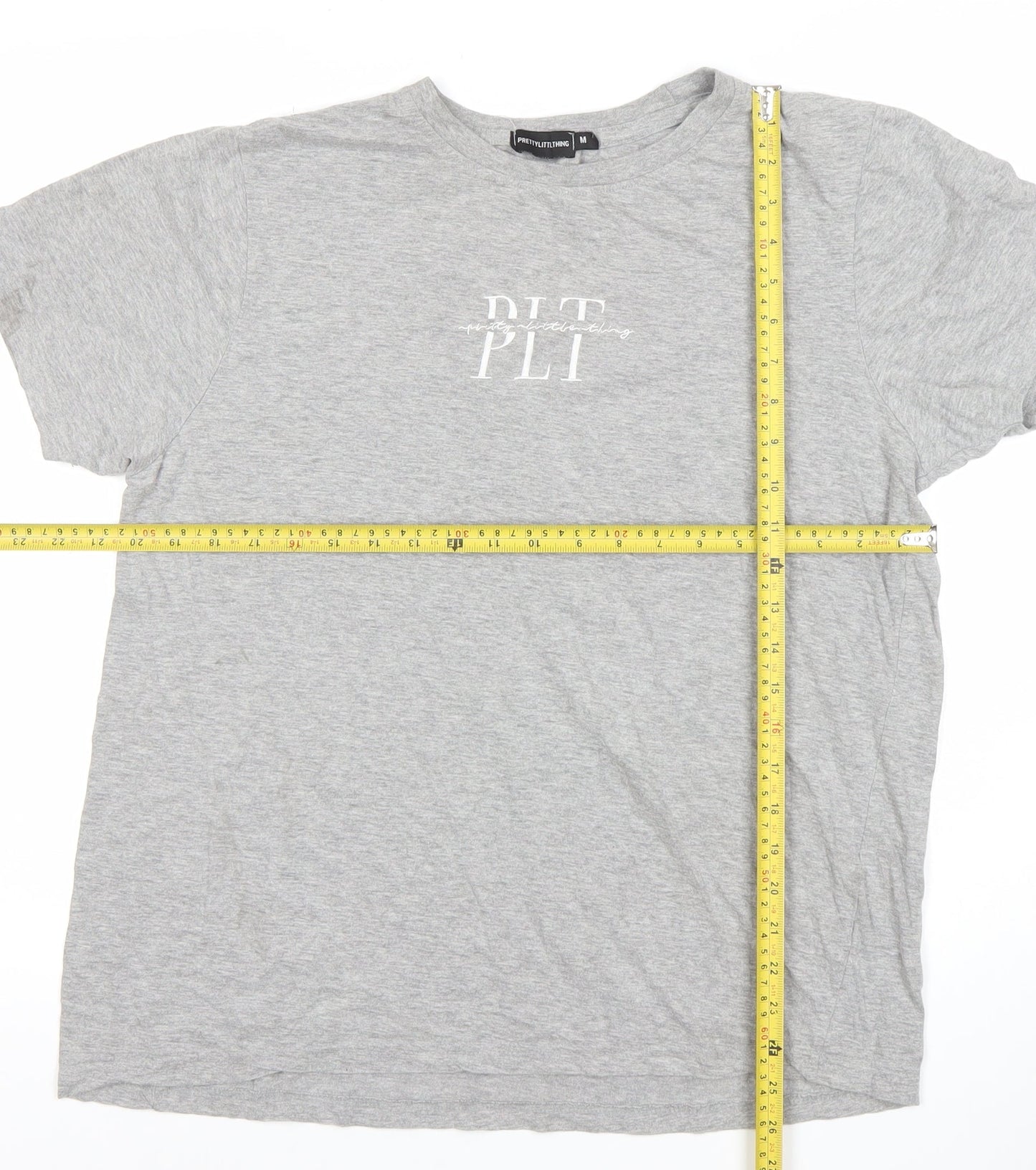 PrettyLittleThing Womens Grey T-Shirt M Short Sleeve Crew Neck Basic