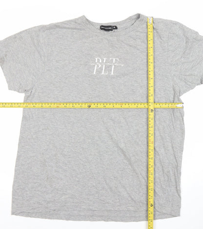 PrettyLittleThing Womens Grey T-Shirt M Short Sleeve Crew Neck Basic