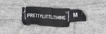 PrettyLittleThing Womens Grey T-Shirt M Short Sleeve Crew Neck Basic