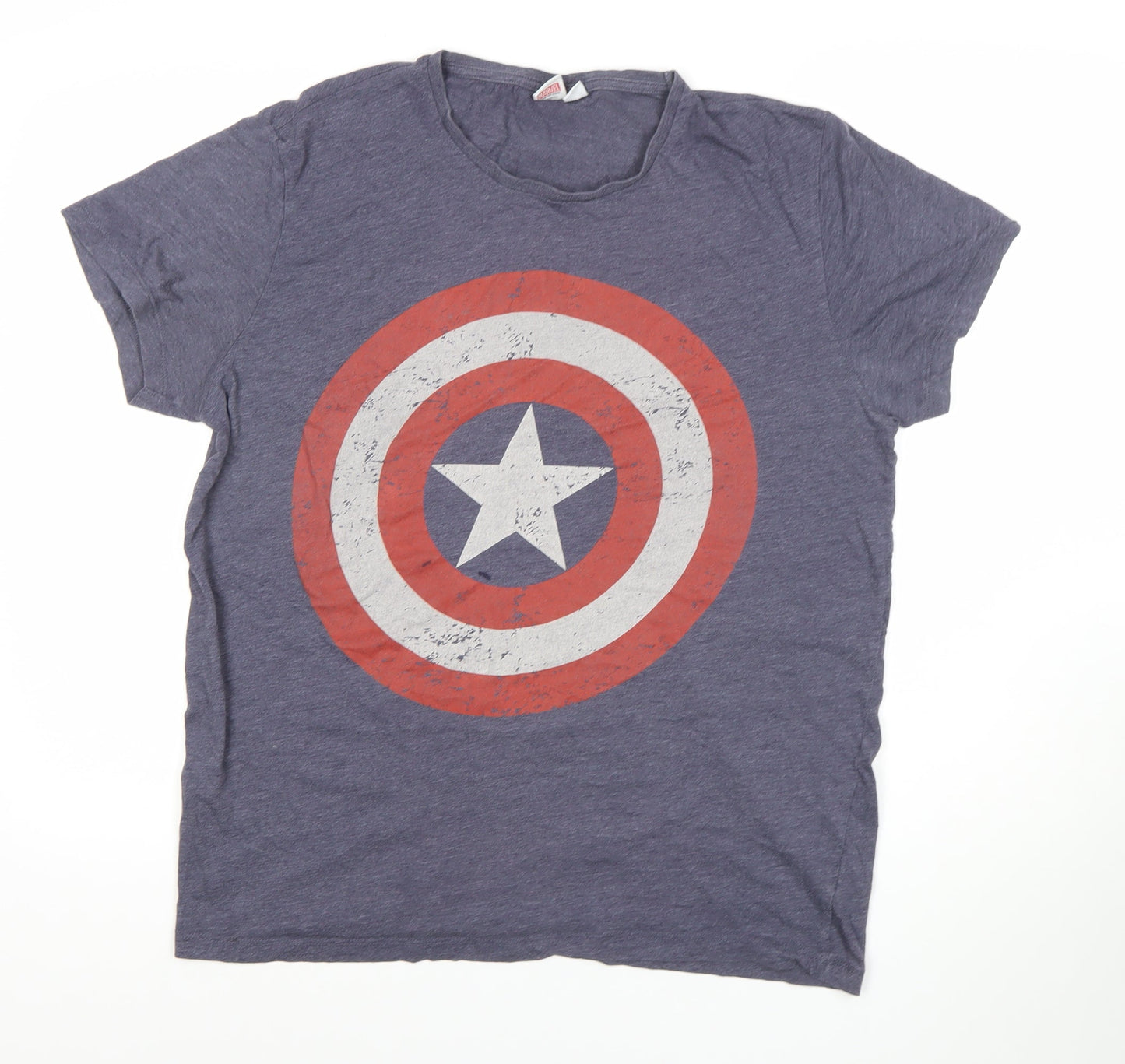 Marvel Avengers Captain America Blue XL Men's T-Shirt Crew Neck