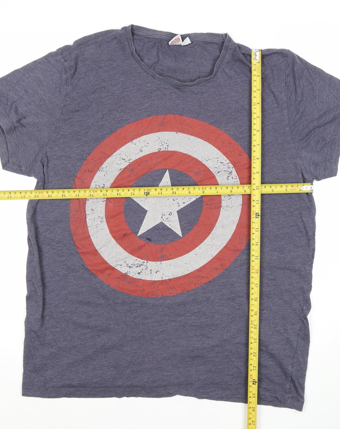 Marvel Avengers Captain America Blue XL Men's T-Shirt Crew Neck