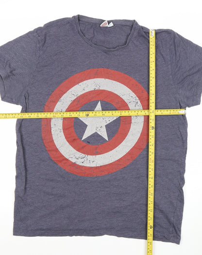 Marvel Avengers Captain America Blue XL Men's T-Shirt Crew Neck