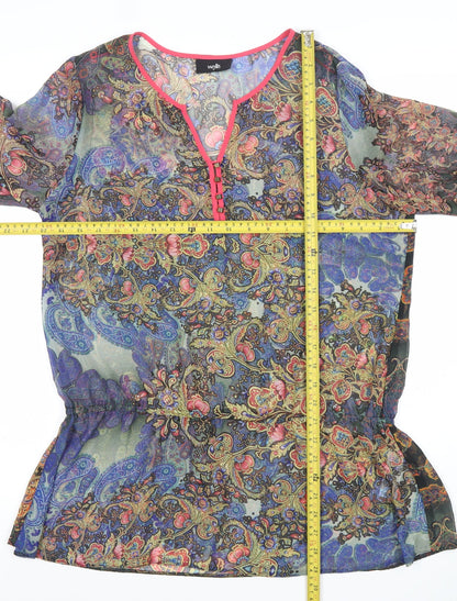 Wallis Women’s Multicoloured Paisley Sheer Tunic Blouse Size 14