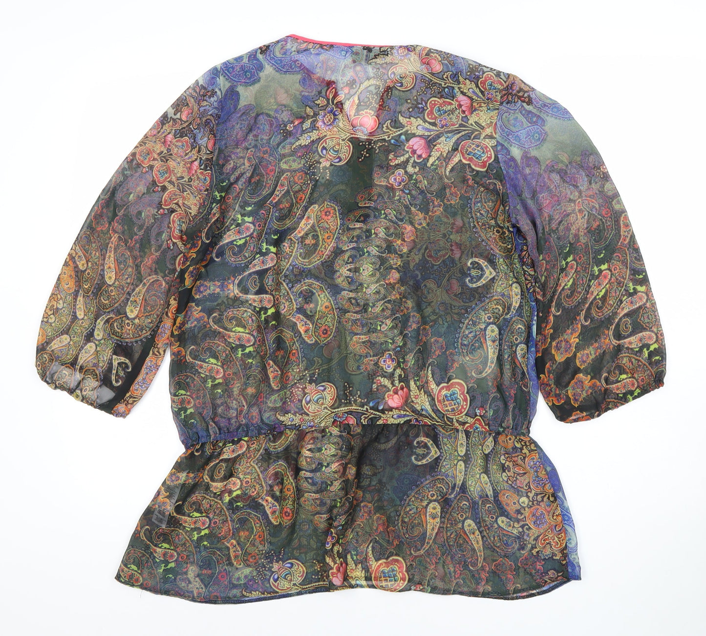 Wallis Women’s Multicoloured Paisley Sheer Tunic Blouse Size 14