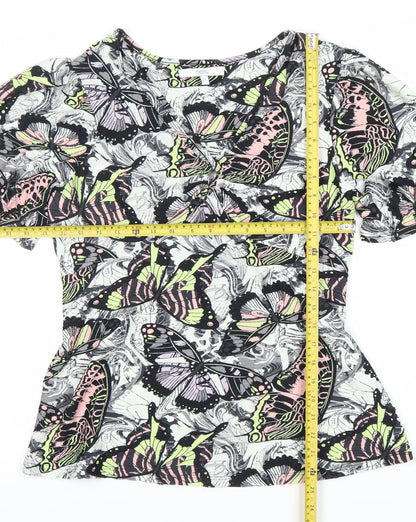 Next Women’s Multicoloured Butterfly Print Puff Sleeve Blouse UK 14