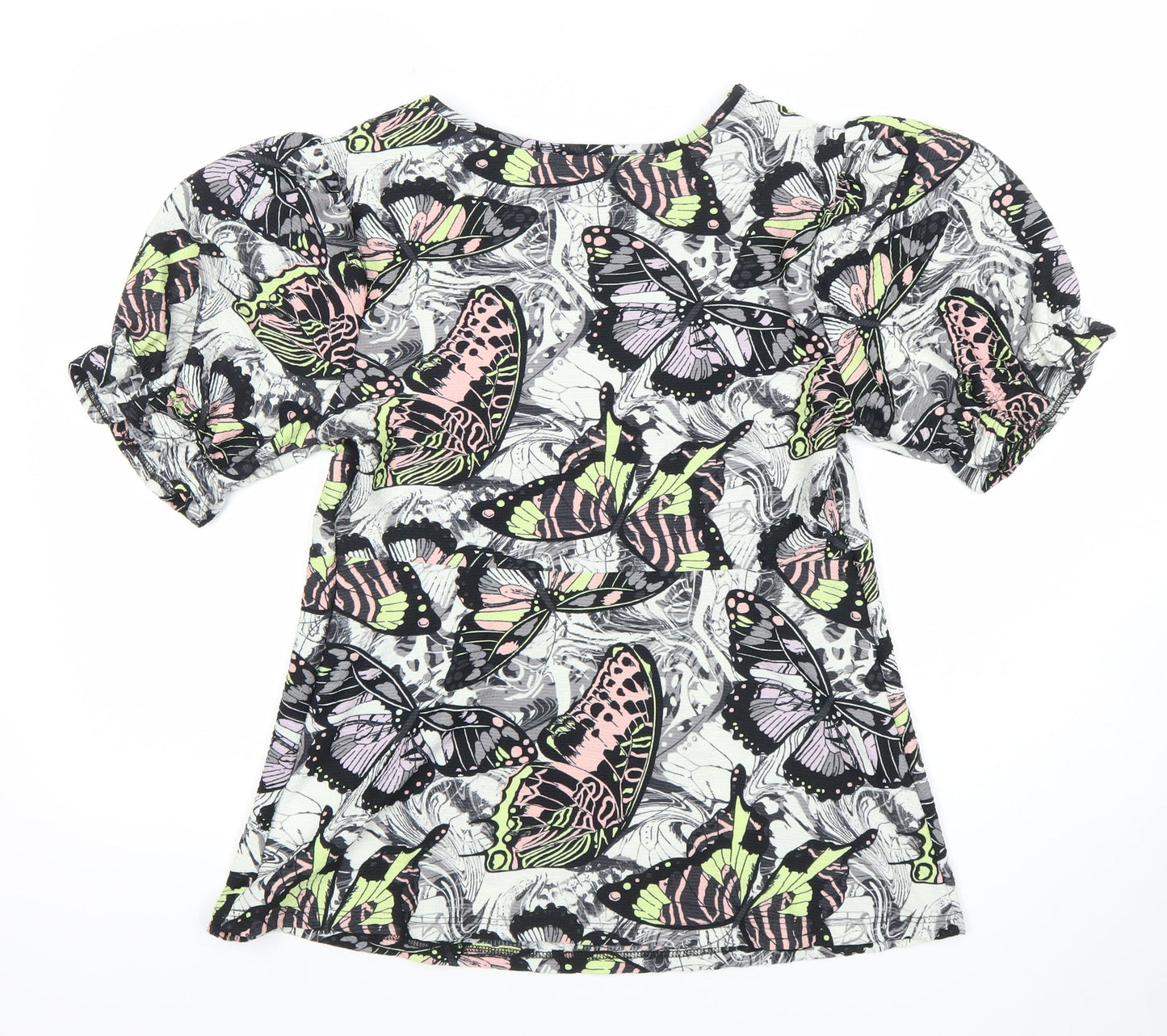 Next Women’s Multicoloured Butterfly Print Puff Sleeve Blouse UK 14