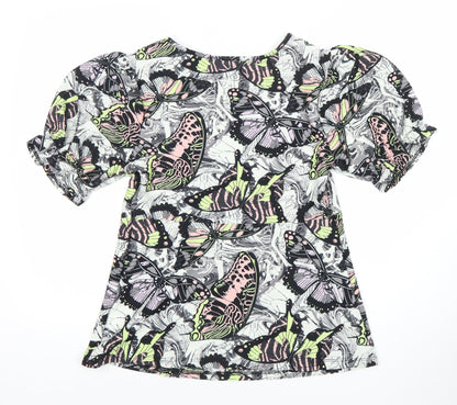 Next Women’s Multicoloured Butterfly Print Puff Sleeve Blouse UK 14