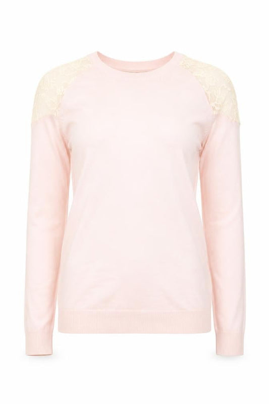 Select Womens Pink Lace Shoulder Long Sleeve Knit Blouse Size 12