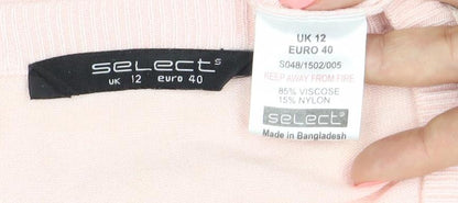 Select Womens Pink Lace Shoulder Long Sleeve Knit Blouse Size 12