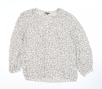 Adrianna Papell Women’s Multicoloured Floral Blouse XL Long Sleeve