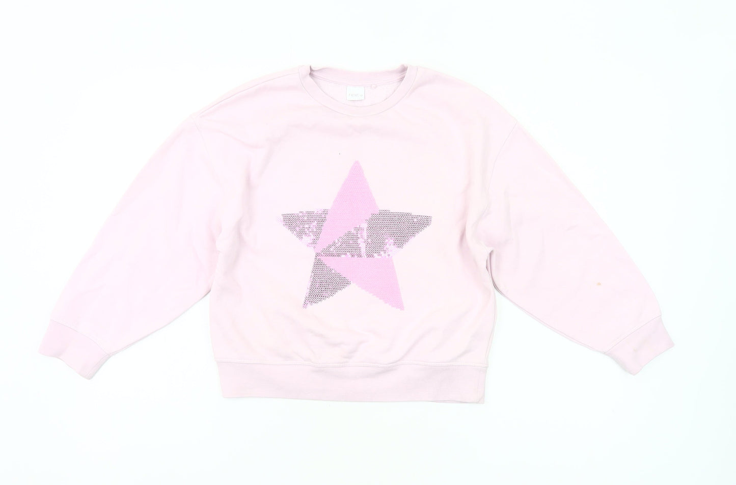 Next Girls Pink Sequin Star Sweatshirt Age 9 Years Long Sleeve Pullover