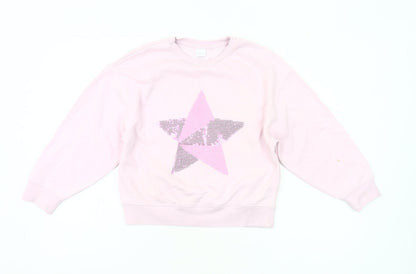 Next Girls Pink Sequin Star Sweatshirt Age 9 Years Long Sleeve Pullover