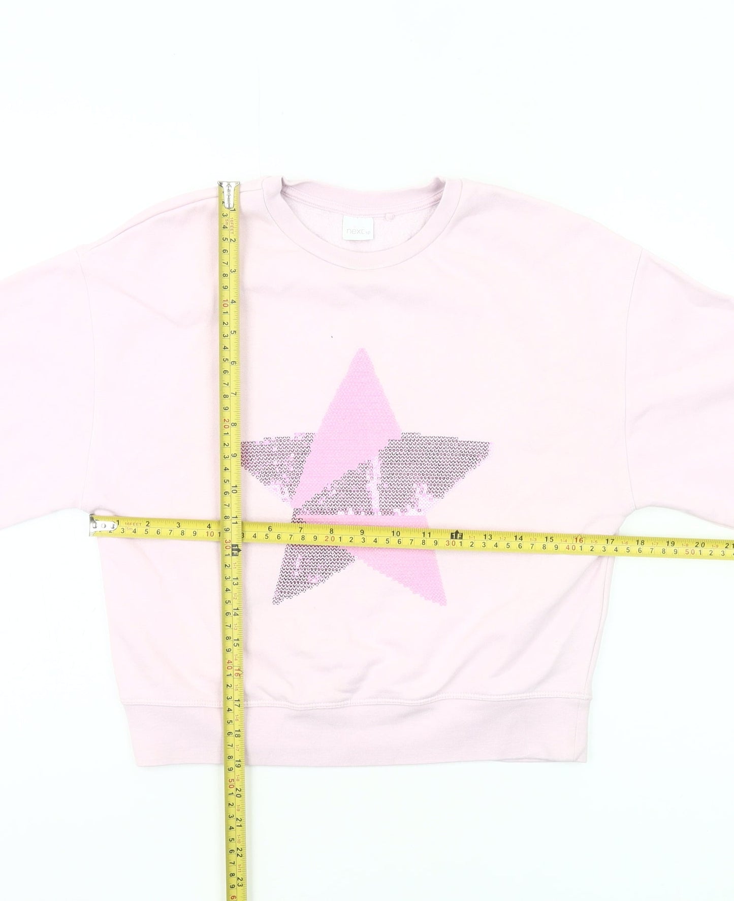 Next Girls Pink Sequin Star Sweatshirt Age 9 Years Long Sleeve Pullover