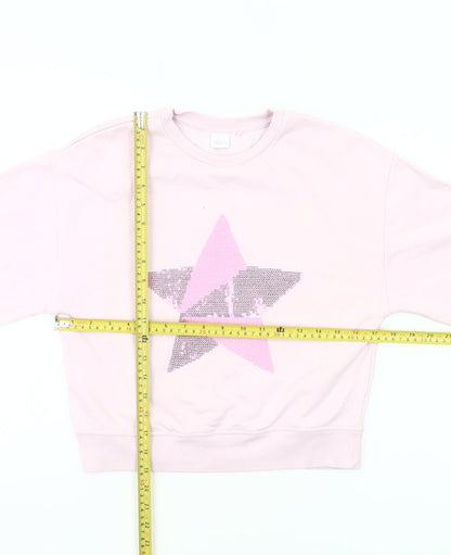 Next Girls Pink Sequin Star Sweatshirt Age 9 Years Long Sleeve Pullover